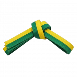 Ein gelb-grüner Kleinkinder Taekwondo Gürtel speziell für Kleinkinder bei YU Taekwondo für den 6. Kup