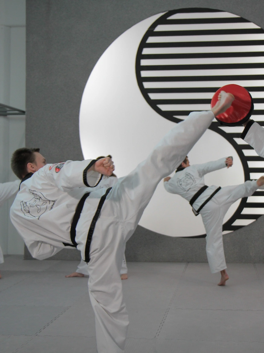 Adult kicking in Taekwondo