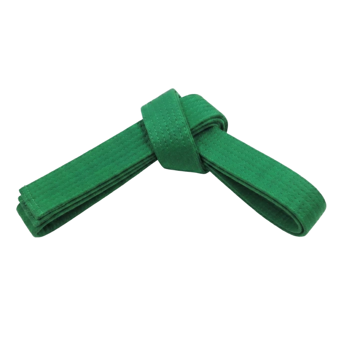 Grüner Taekwondo-Gurt, symbolisiert das Heranwachsen der Fähigkeiten im Taekwondo.
